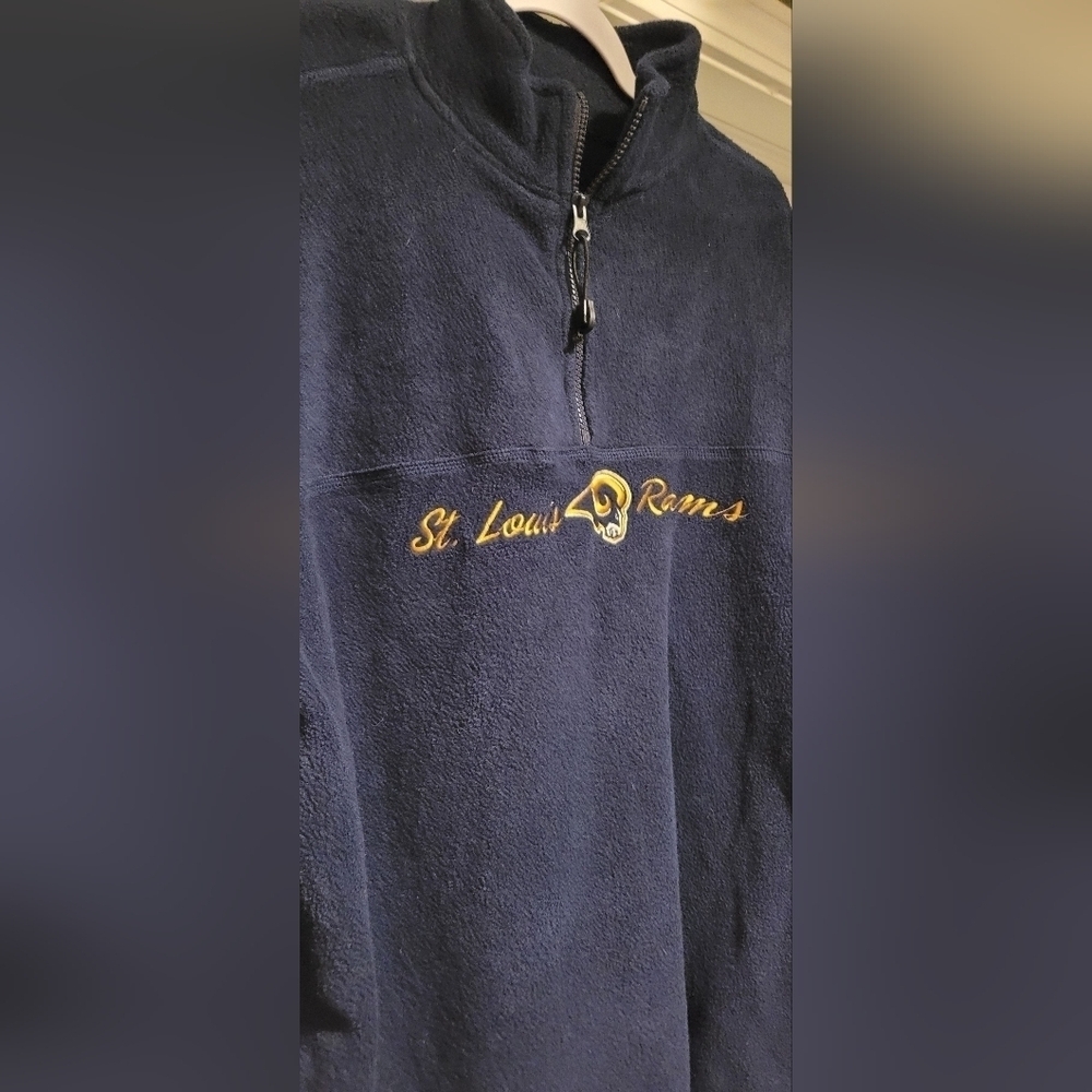 Vintage NFL for Her St. Louis Rams Navy Blue Long Sleeve Fleece Quarter 1/4 Zip - Picture 4 of 11